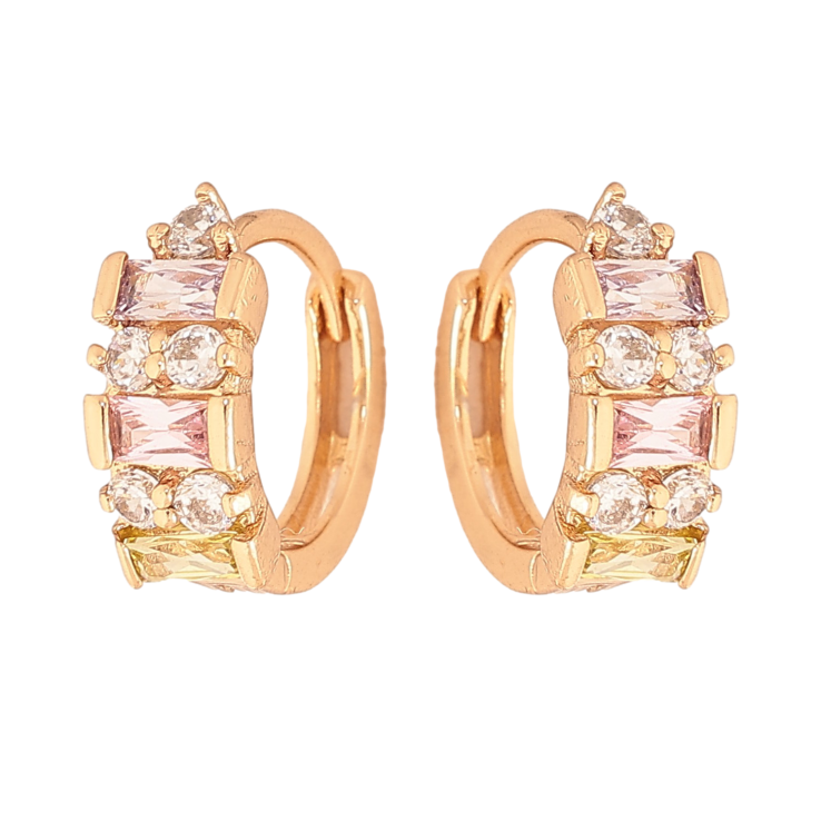 Серьги Xuping цвет Позолота 18К колечки "Узор с цветными кристаллами" фото №24