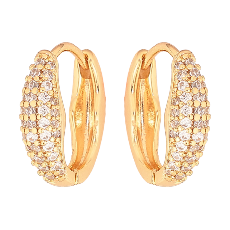 Серьги Xuping цвет Позолота 18К колечки "Инкрустация кристаллами" фото №1