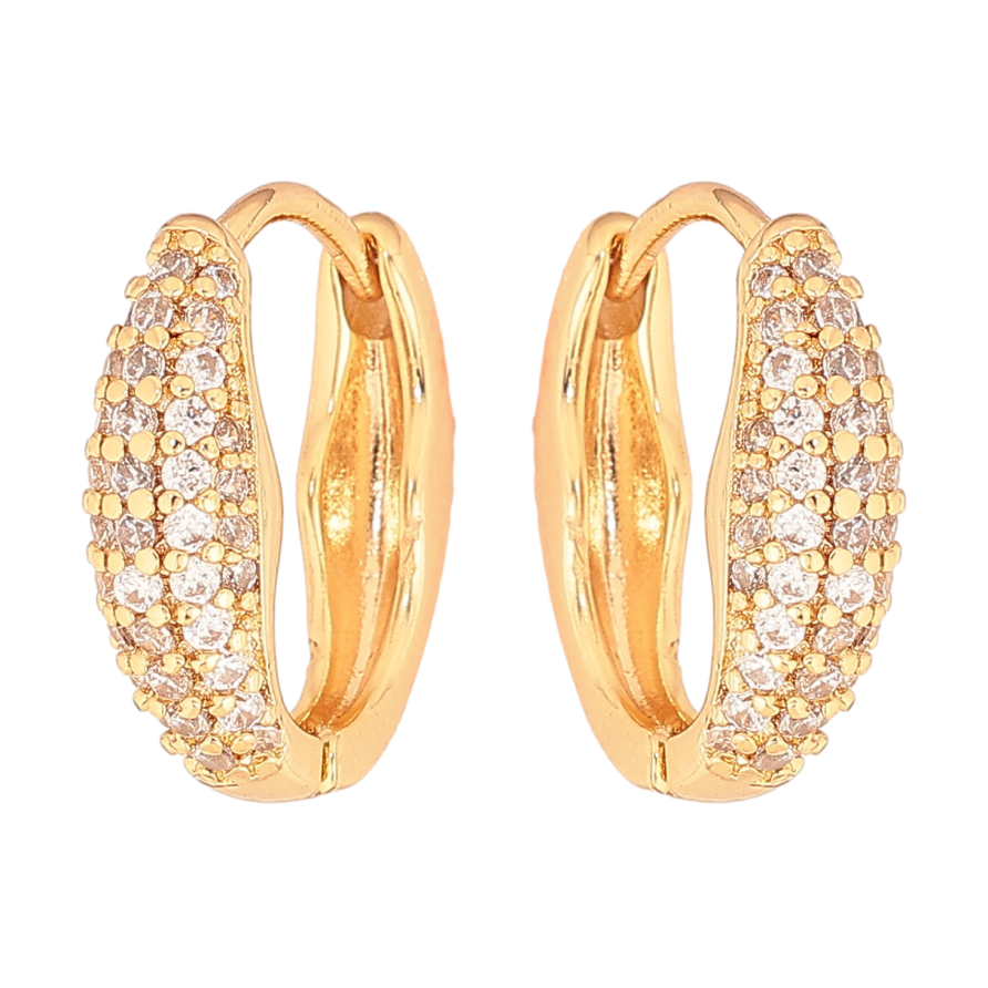 Серьги Xuping цвет Позолота 18К колечки "Инкрустация кристаллами" фото №1