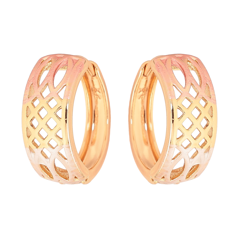 Серьги Xuping цвет Позолота 18К колечки "Узор с покраской эмалью" фото №1