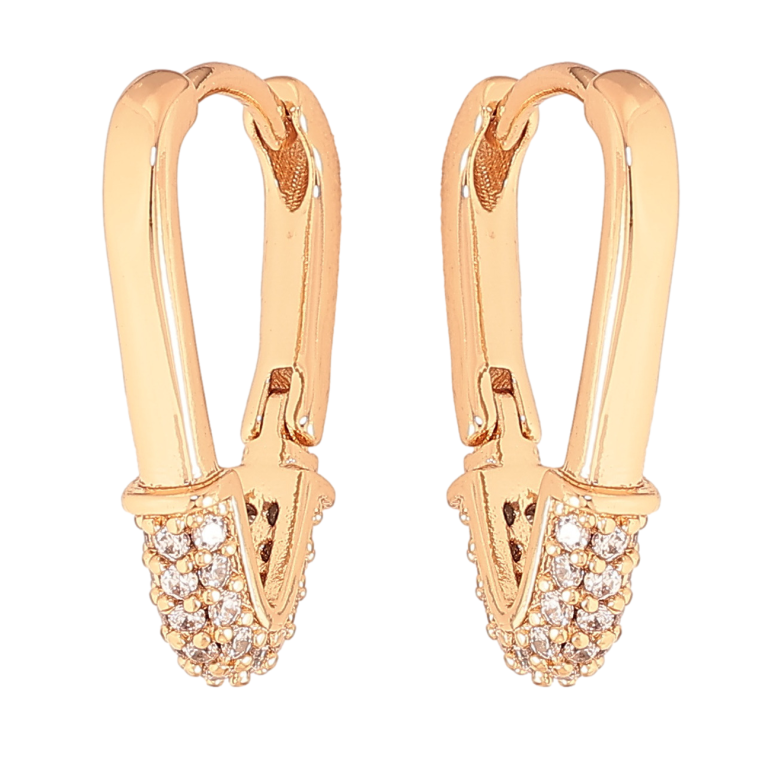 Сережки Xuping колір Позолота 18К колечка "Візерунок з інкрустацією кристалами" фото №1