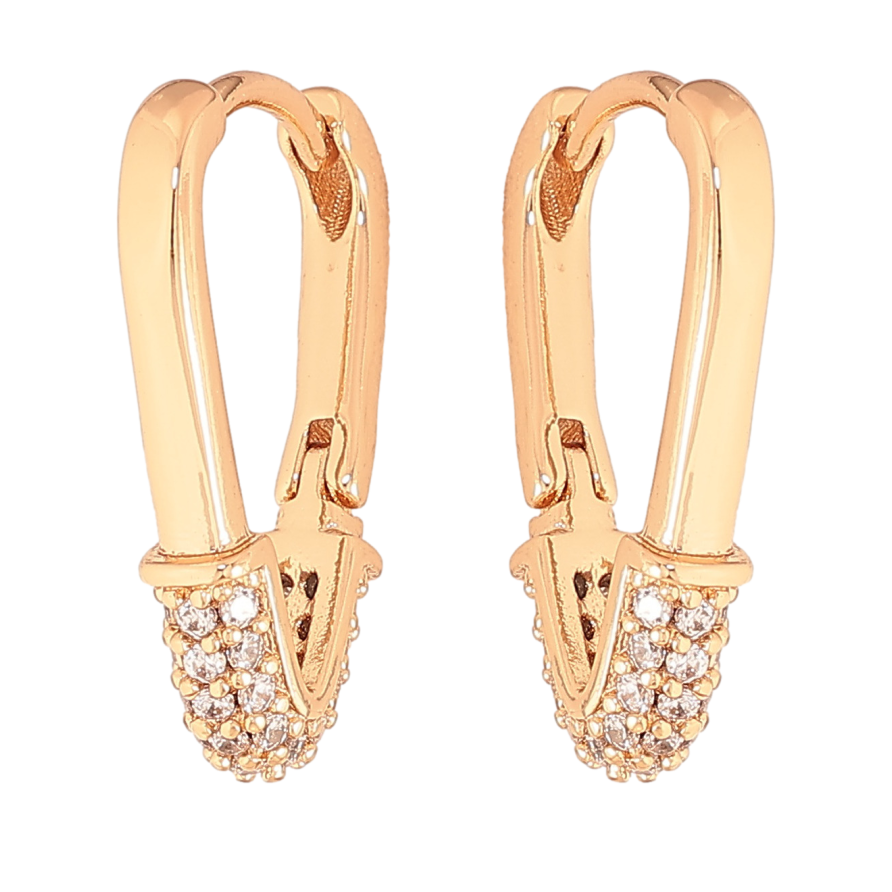 Сережки Xuping колір Позолота 18К колечка "Візерунок з інкрустацією кристалами" фото №1 Сережки Xuping колір Позолота 18К колечка "Візерунок з інкрустацією кристалами" фото №1