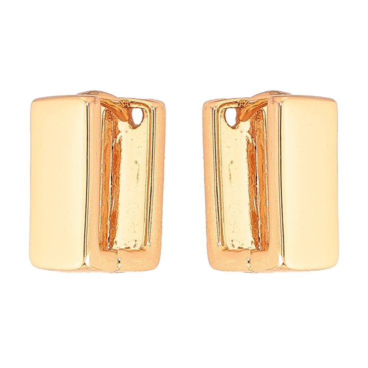 Серьги Xuping цвет Позолота 18К колечки "Прямоугольные" 9х11мм, шир. 5мм фото №3
