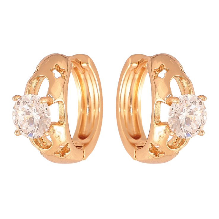 Сережки Xuping колір Позолота 18К колечка "Візерунок з кристалами" фото №19