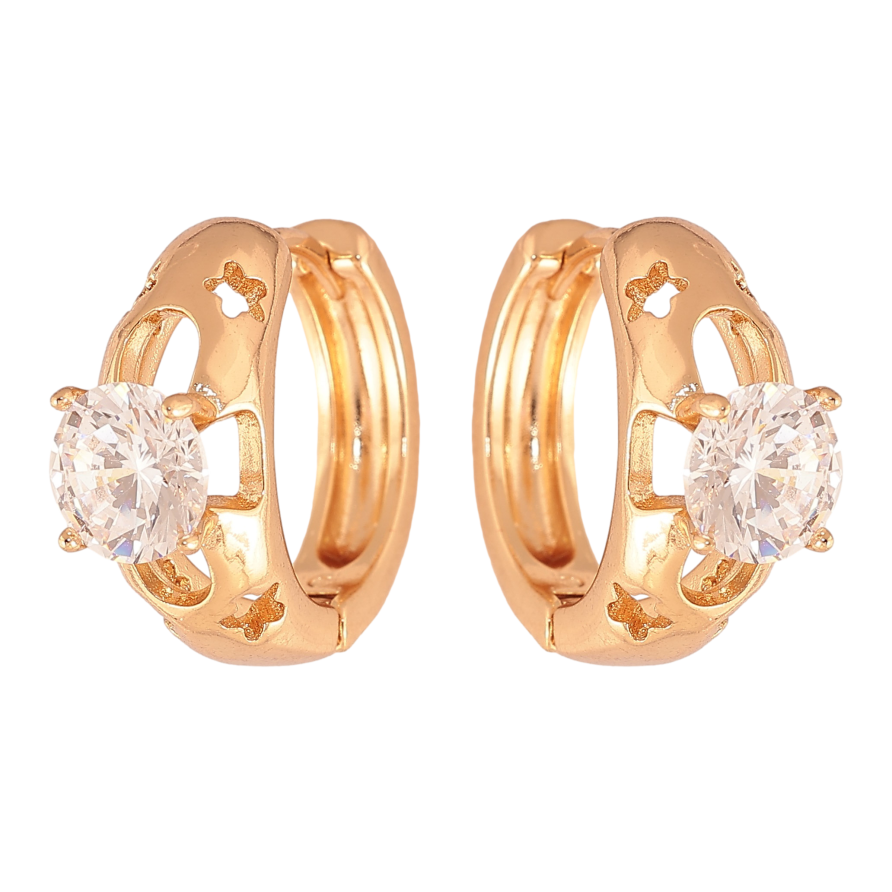 Сережки Xuping колір Позолота 18К колечка "Візерунок з кристалами" фото №1