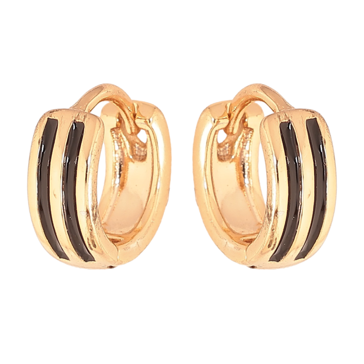 Сережки Xuping колір Позолота 18К колечка "Візерунок з чорною емаллю" фото №17