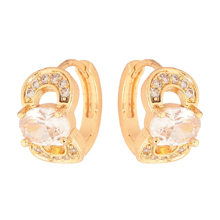Серьги Xuping цвет Позолота 18К колечки "Узор с кристаллами" фото №24