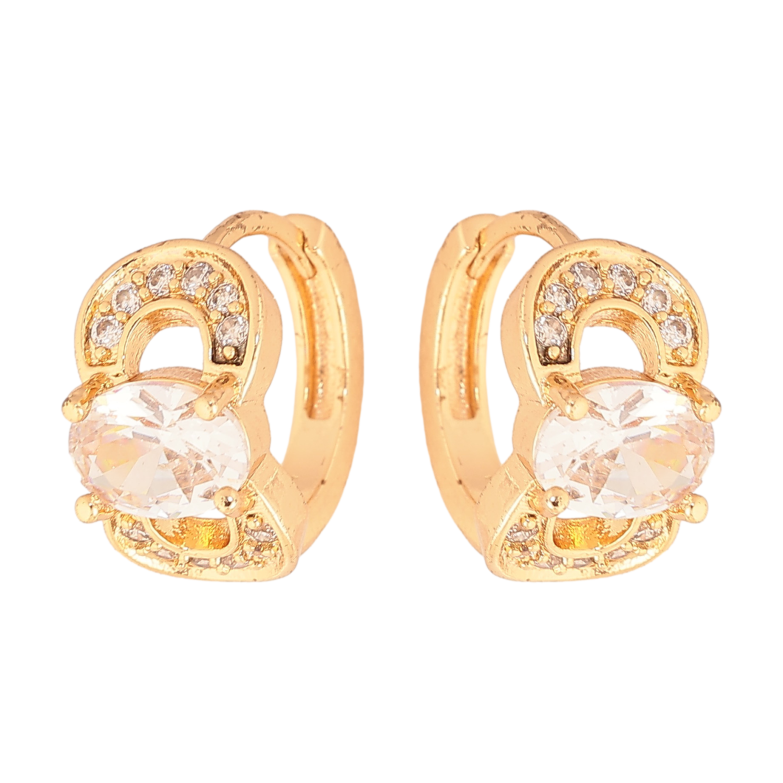 Серьги Xuping цвет Позолота 18К колечки "Узор с кристаллами" фото №1