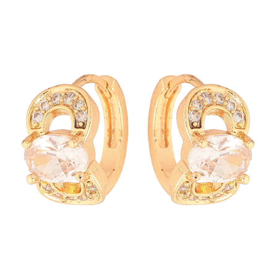 Серьги Xuping цвет Позолота 18К колечки "Узор с кристаллами" фото №1