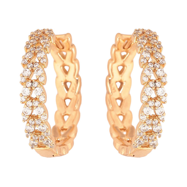 Серьги Xuping цвет Позолота 18К колечки "Узор с кристаллами" ø 2.3см фото №25