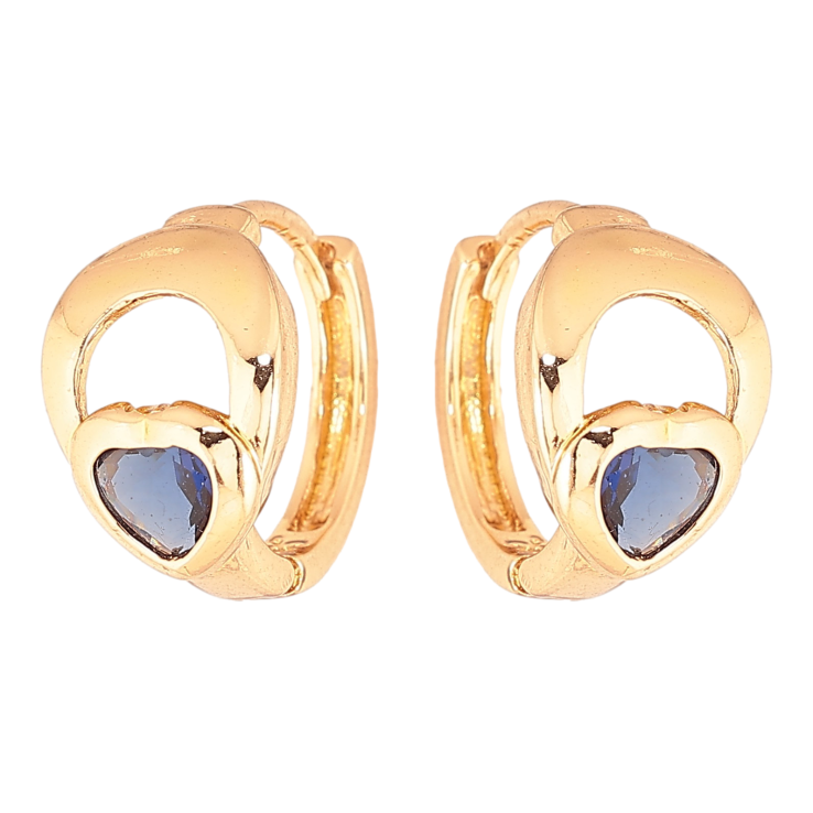 Серьги Xuping цвет Позолота 18К колечки "Узор с синими кристаллами" фото №4