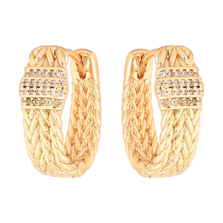 Серьги Xuping цвет Позолота 18K колечки "Узор с кристаллами" фото №22