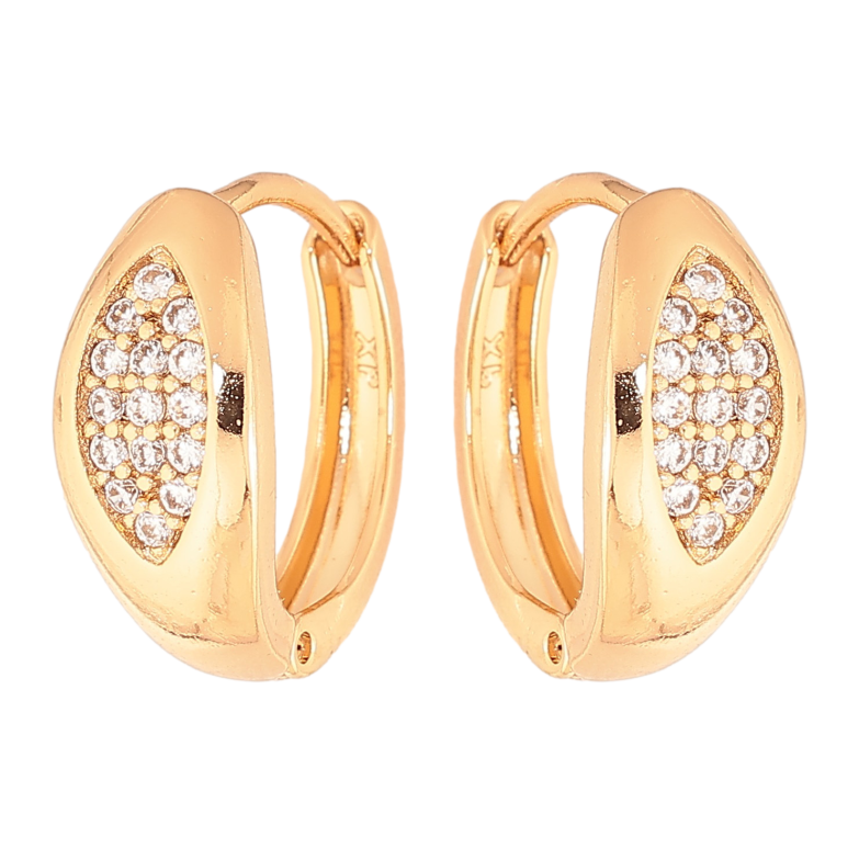 Серьги Xuping цвет Позолота 18K колечки "Узор с кристаллами" фото №1