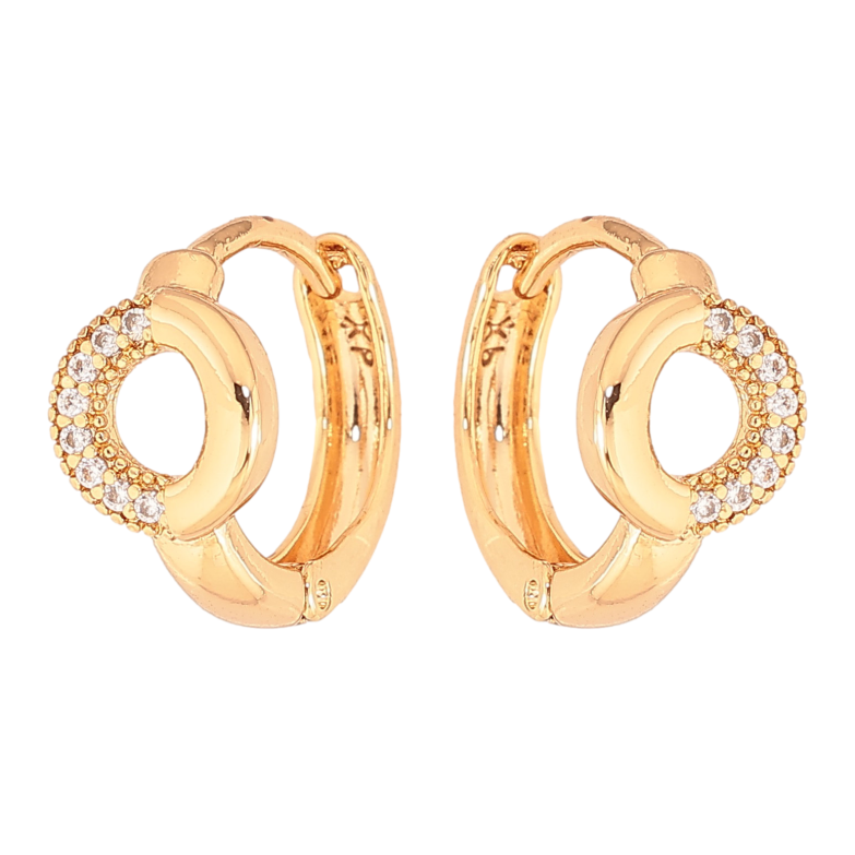 Серьги Xuping цвет Позолота 18К колечки "Узор с кристаллами" фото №2 Серьги Xuping цвет Позолота 18К колечки "Узор с кристаллами" фото №2