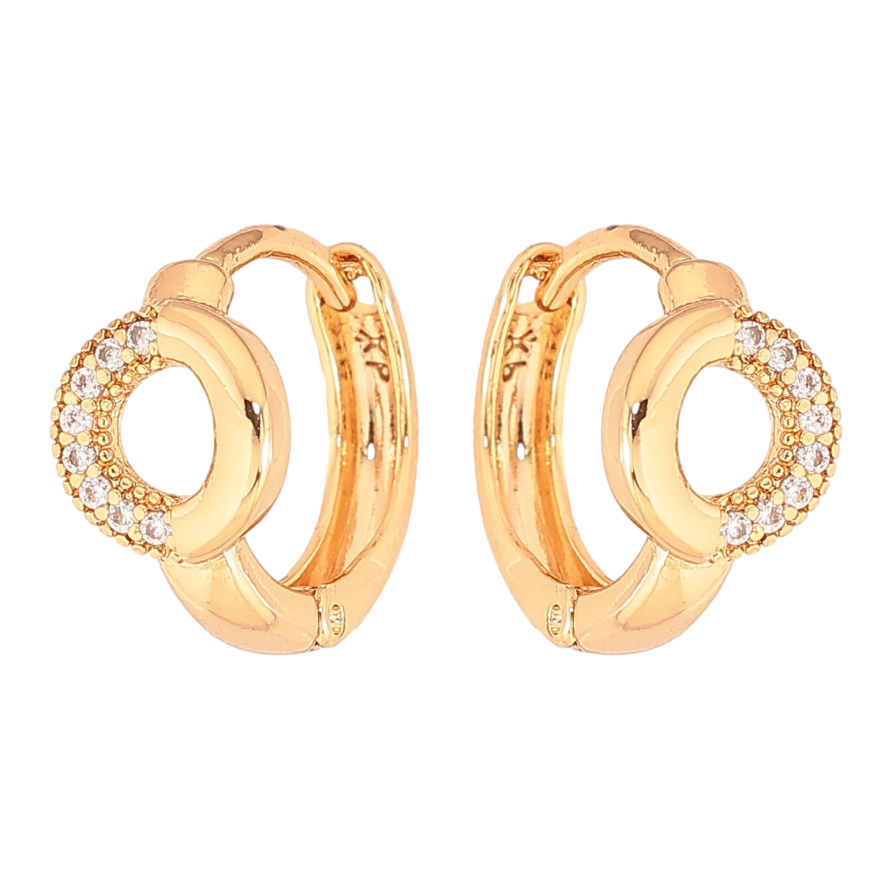 Серьги Xuping цвет Позолота 18К колечки "Узор с кристаллами" фото №1 Серьги Xuping цвет Позолота 18К колечки "Узор с кристаллами" фото №1