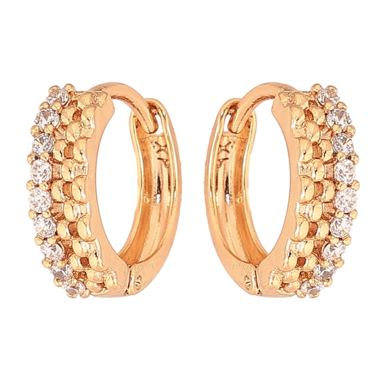 Сережки Xuping колір Позолота 18К колечка "Візерунок з кристалами" фото №1