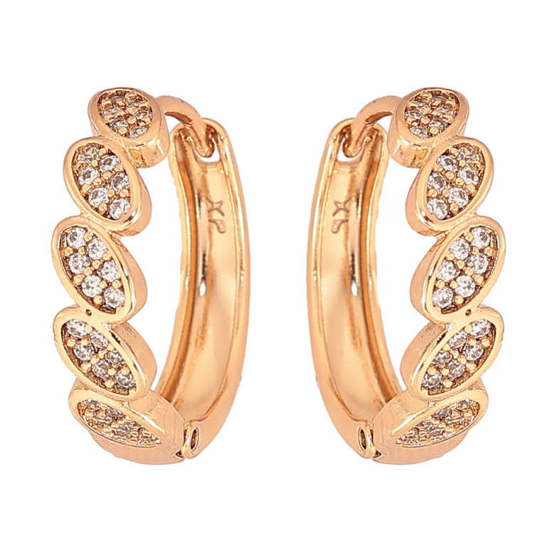 Сережки Xuping колір Позолота 18К колечка "Візерунок з кристалами" фото №1 Сережки Xuping колір Позолота 18К колечка "Візерунок з кристалами" фото №1