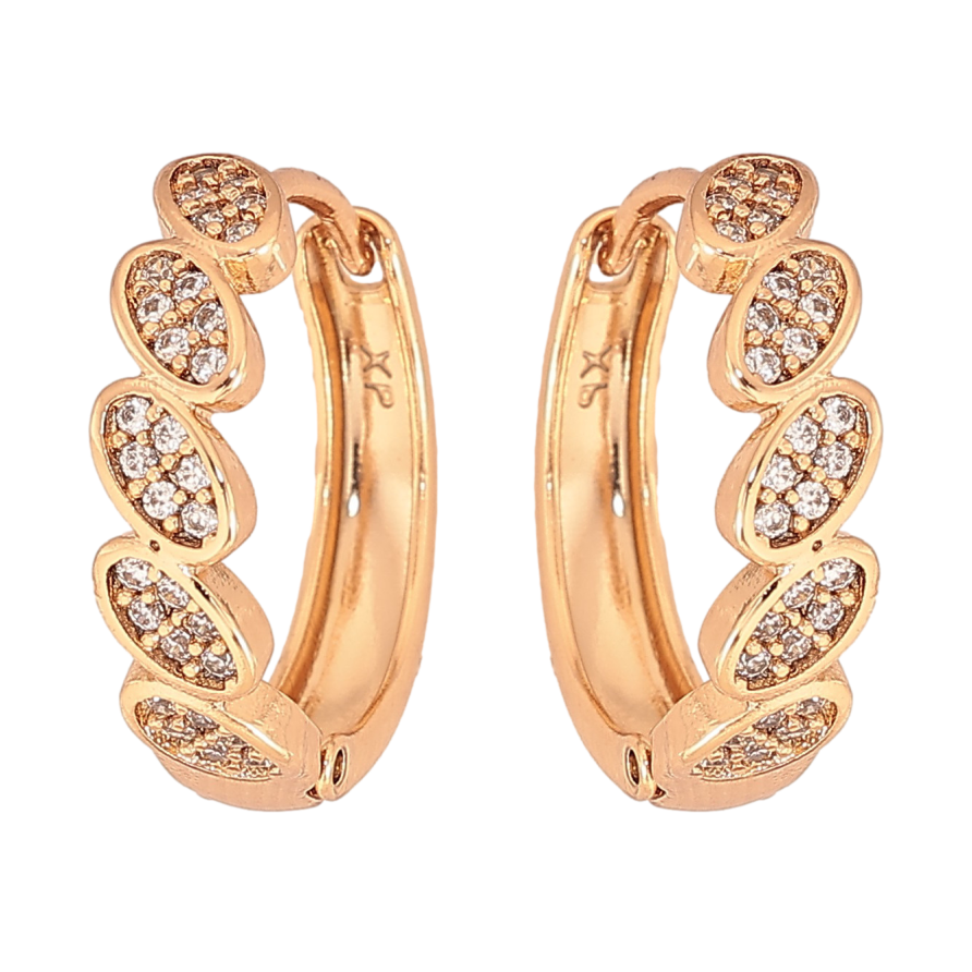 Серьги Xuping цвет Позолота 18К колечки "Узор с кристаллами" фото №1 Серьги Xuping цвет Позолота 18К колечки "Узор с кристаллами" фото №1