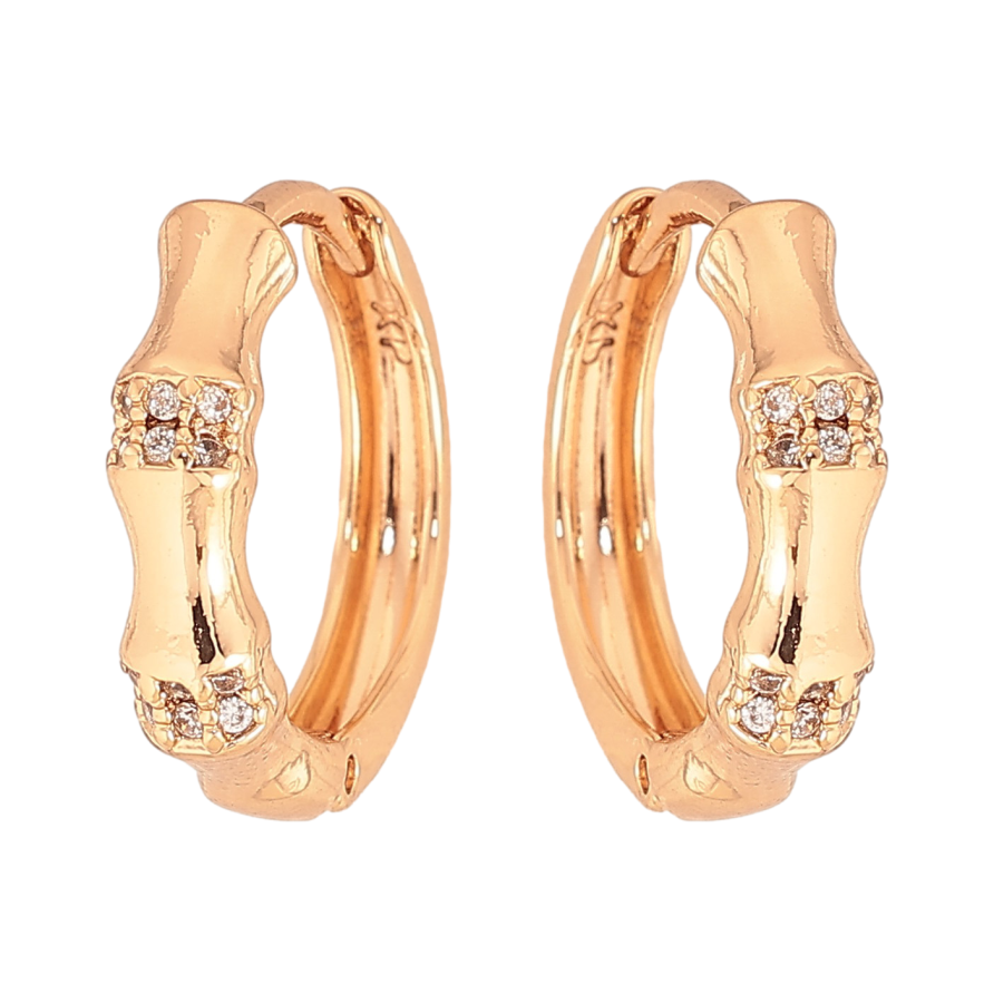 Серьги Xuping цвет Позолота 18К колечки "Узор с кристаллами" фото №1