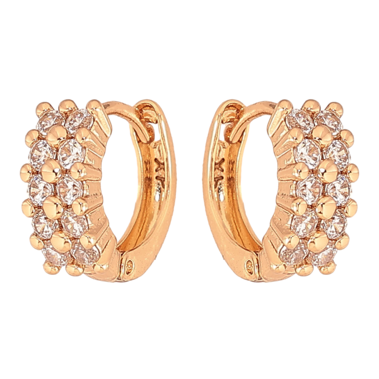 Серьги Xuping цвет Позолота 18К колечки "Узор с кристаллами" фото №20