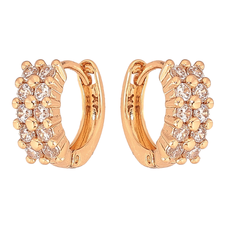 Серьги Xuping цвет Позолота 18К колечки "Узор с кристаллами" фото №1