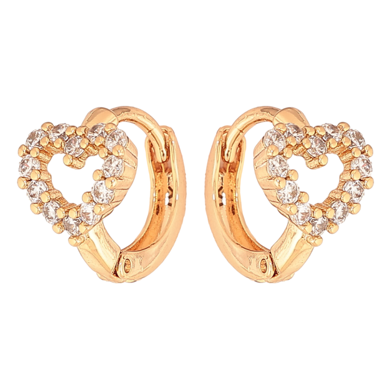 Серьги Xuping цвет Позолота 18К колечки "Сердечки с кристаллами" фото №1 Серьги Xuping цвет Позолота 18К колечки "Сердечки с кристаллами" фото №1