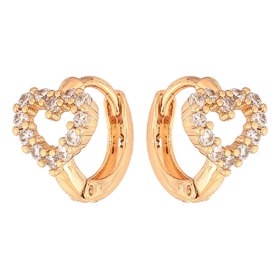 Серьги Xuping цвет Позолота 18К колечки "Сердечки с кристаллами" фото №1 Серьги Xuping цвет Позолота 18К колечки "Сердечки с кристаллами" фото №1