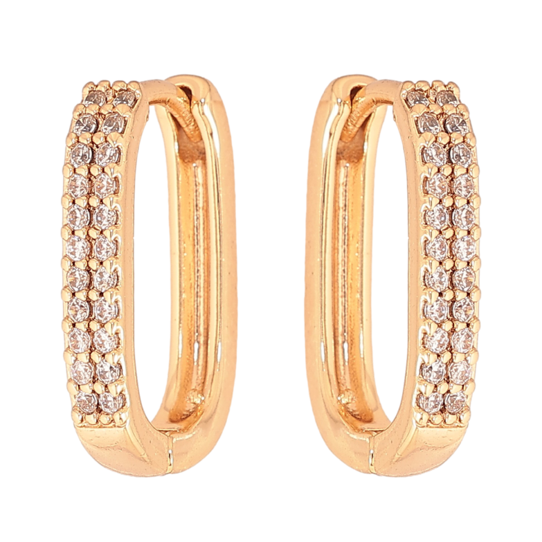 Серьги Xuping цвет Позолота 18К колечки "Узор с инкрустацией кристаллами" фото №1