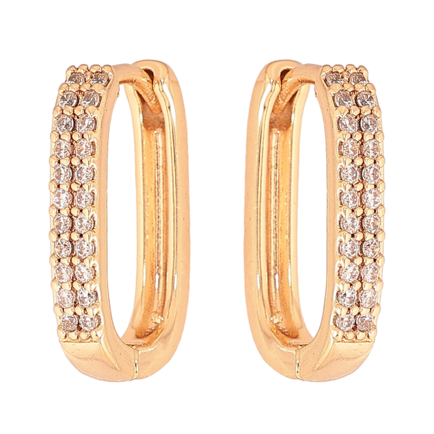 Серьги Xuping цвет Позолота 18К колечки "Узор с инкрустацией кристаллами" фото №1