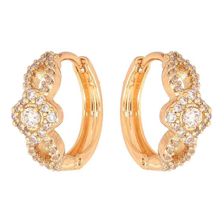 Серьги Xuping цвет Позолота 18К колечки "Узор с кристаллами" фото №9