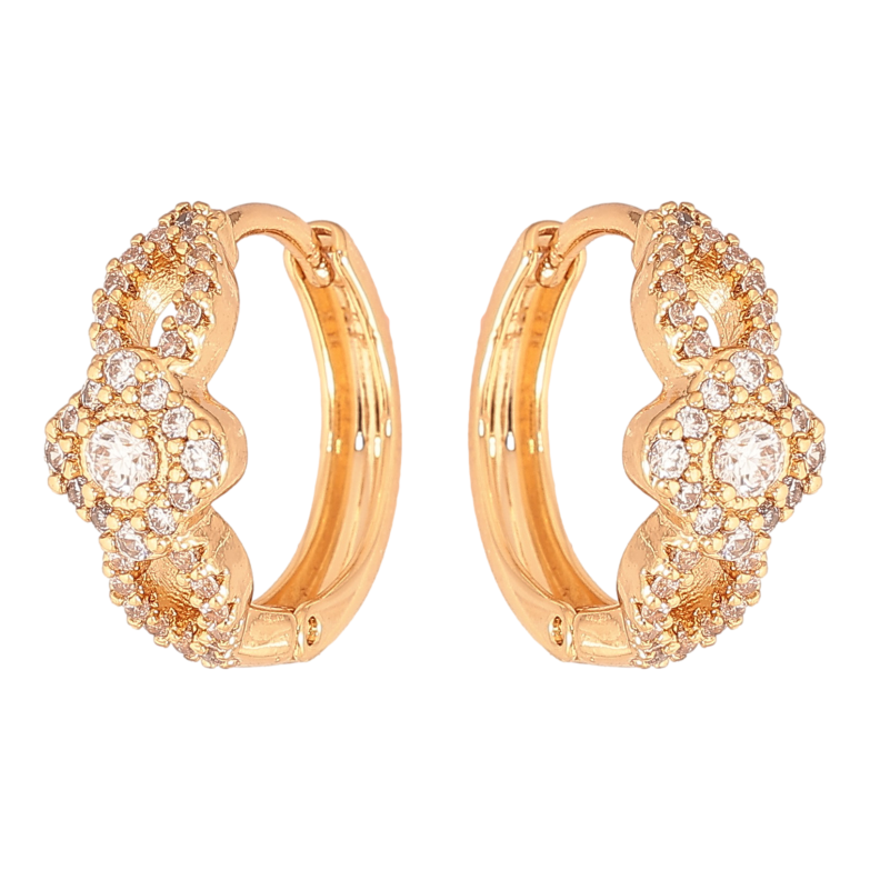 Сережки Xuping колір Позолота 18К колечка "Візерунок з кристалами" фото №1