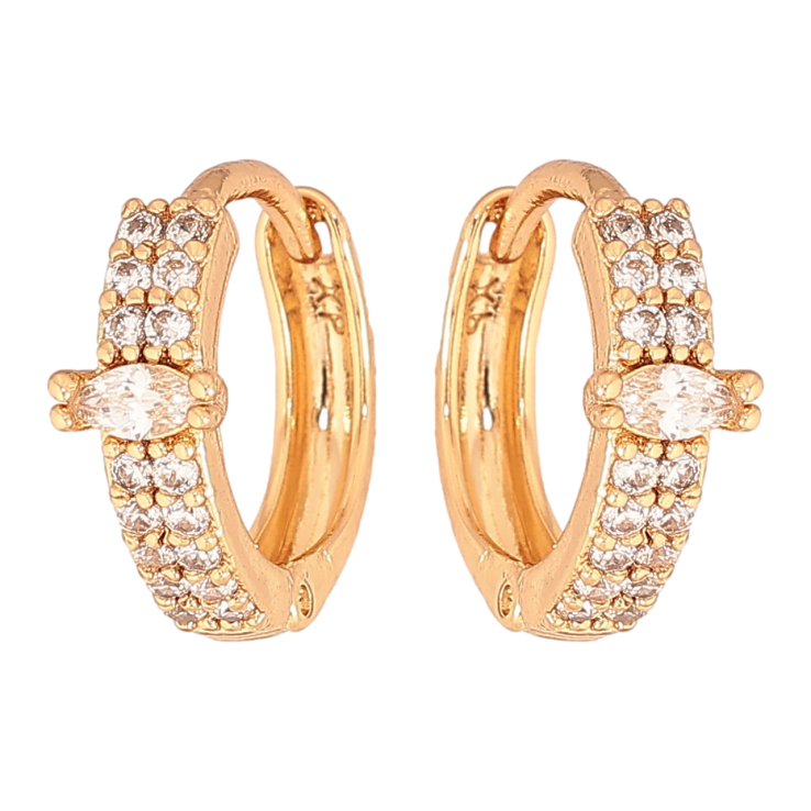 Серьги Xuping цвет Позолота 18К колечки "Узор с кристаллами" фото №7