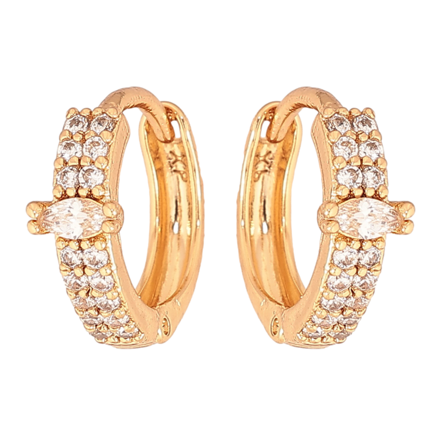 Серьги Xuping цвет Позолота 18К колечки "Узор с кристаллами" фото №1