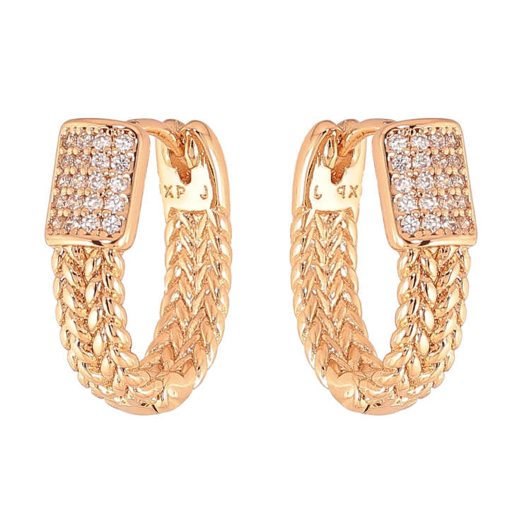 Сережки Xuping колір Позолота 18К колечка "Візерунок з кристалами" фото №21 Сережки Xuping колір Позолота 18К колечка "Візерунок з кристалами" фото №21