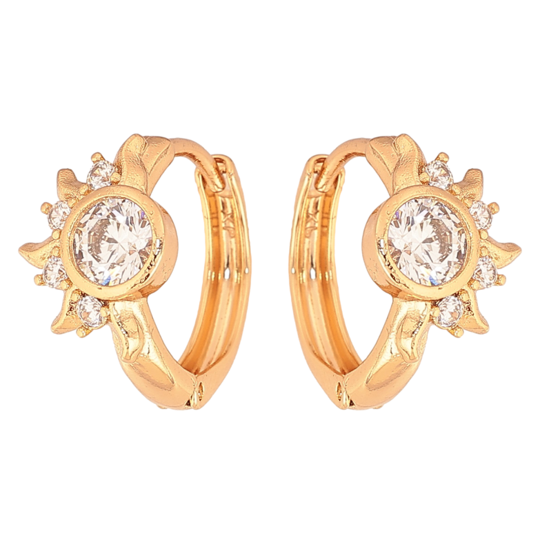 Сережки Xuping колір Позолота 18К колечка "Візерунок з кристалами" фото №1 Сережки Xuping колір Позолота 18К колечка "Візерунок з кристалами" фото №1