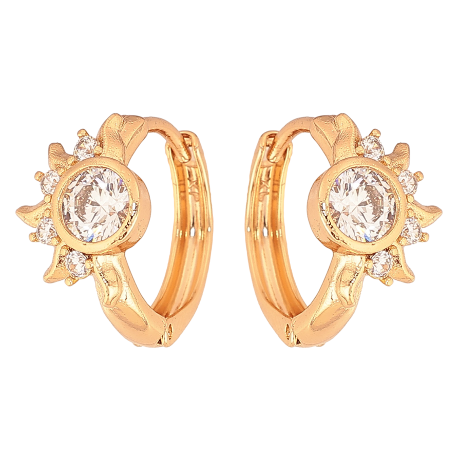 Сережки Xuping колір Позолота 18К колечка "Візерунок з кристалами" фото №1 Сережки Xuping колір Позолота 18К колечка "Візерунок з кристалами" фото №1