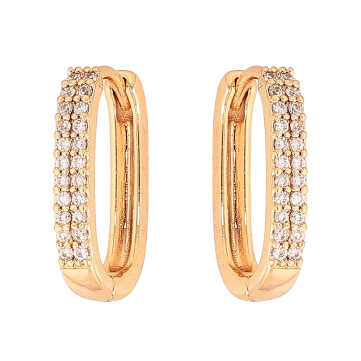 Сережки Xuping колір Позолота 18К колечка "Візерунок з кристалами" фото №6 Сережки Xuping колір Позолота 18К колечка "Візерунок з кристалами" фото №6