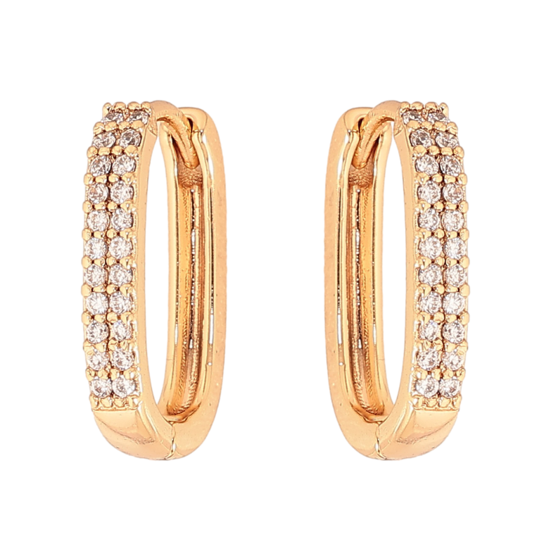 Сережки Xuping колір Позолота 18К колечка "Візерунок з кристалами" фото №1 Сережки Xuping колір Позолота 18К колечка "Візерунок з кристалами" фото №1