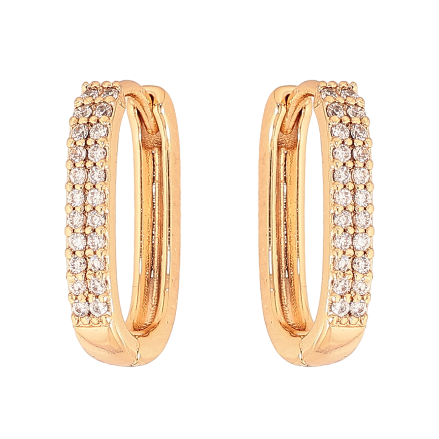 Сережки Xuping колір Позолота 18К колечка "Візерунок з кристалами" фото №1 Сережки Xuping колір Позолота 18К колечка "Візерунок з кристалами" фото №1