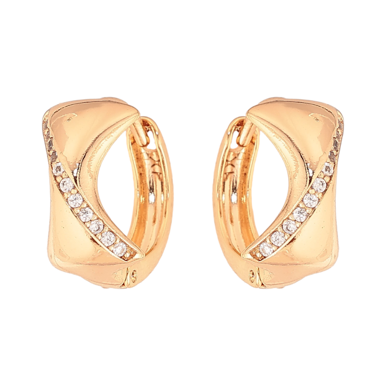 Сережки Xuping колір Позолота 18К колечка "Візерунок з кристалами" фото №1 Сережки Xuping колір Позолота 18К колечка "Візерунок з кристалами" фото №1