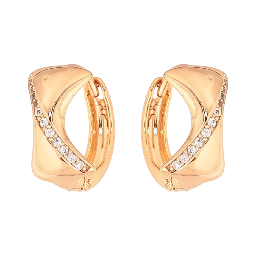 Сережки Xuping колір Позолота 18К колечка "Візерунок з кристалами" фото №1 Сережки Xuping колір Позолота 18К колечка "Візерунок з кристалами" фото №1