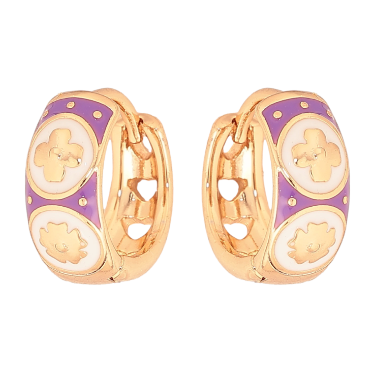 Серьги Xuping цвет Позолота 18К колечки "Цветочный узор с цветной эмалью" фото №24
