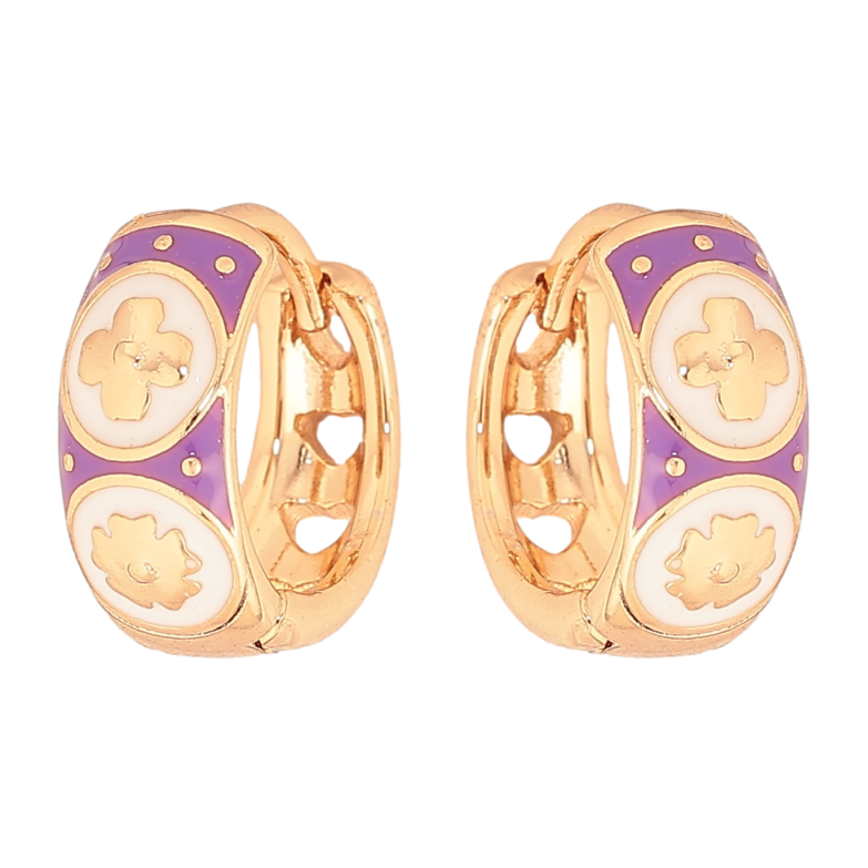 Серьги Xuping цвет Позолота 18К колечки "Цветочный узор с цветной эмалью" фото №1 Серьги Xuping цвет Позолота 18К колечки "Цветочный узор с цветной эмалью" фото №1