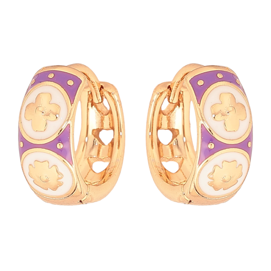 Серьги Xuping цвет Позолота 18К колечки "Цветочный узор с цветной эмалью" фото №1 Серьги Xuping цвет Позолота 18К колечки "Цветочный узор с цветной эмалью" фото №1