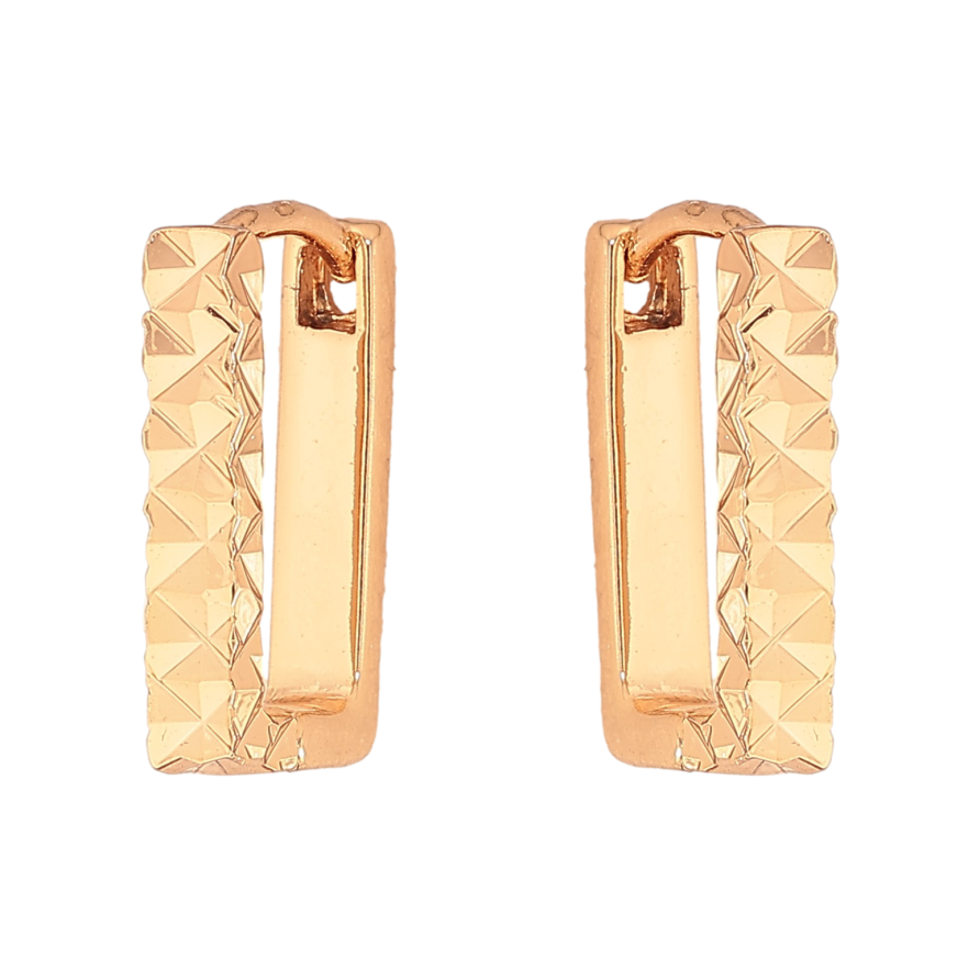 Серьги Xuping цвет Позолота 18К колечки "Прямоугольные с узором" фото №1