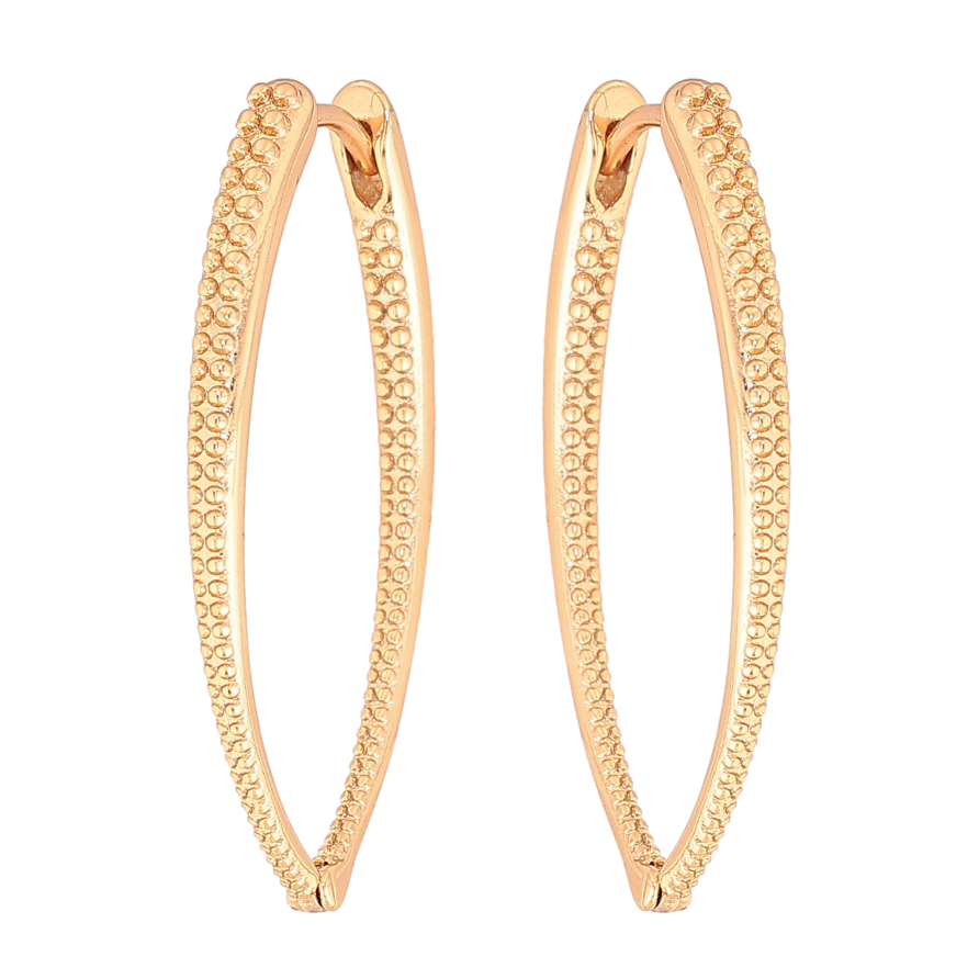 Серьги Xuping цвет Позолота 18К колечки "Скобы с узором" фото №1