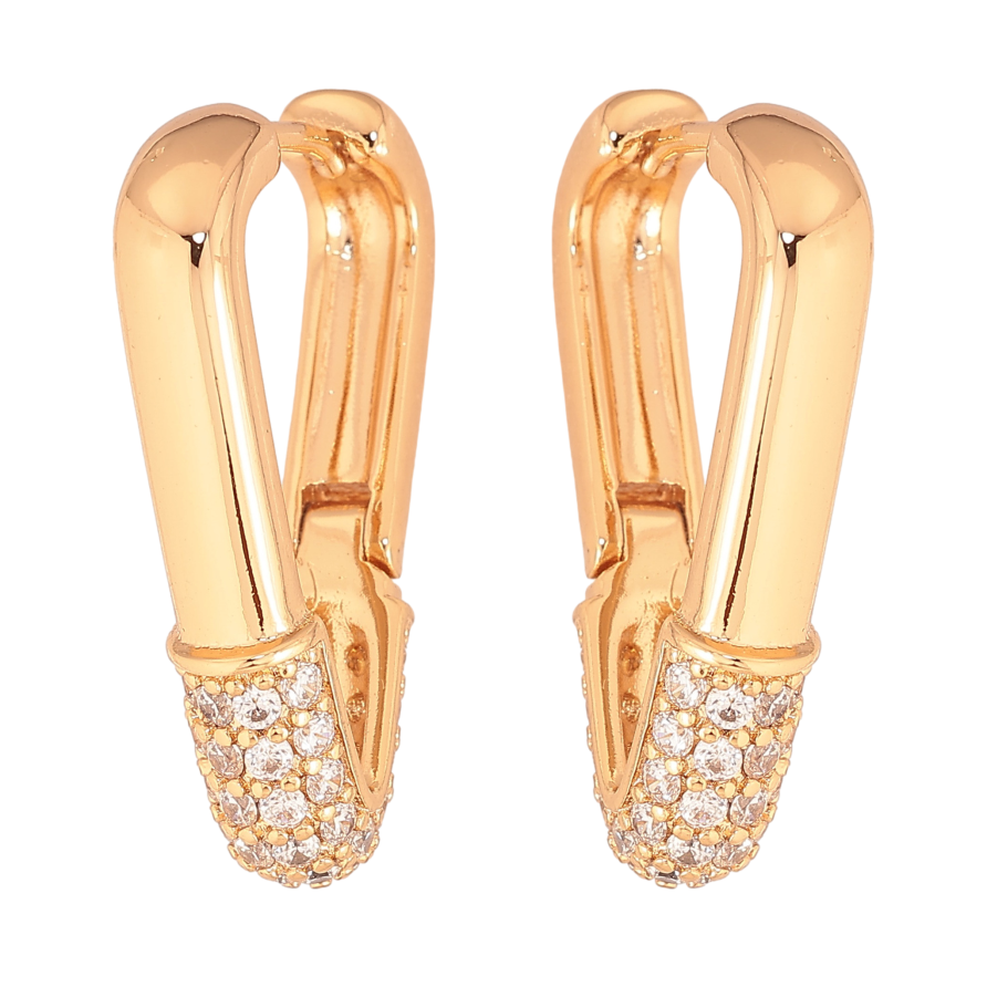 Сережки Xuping колір Позолота 18К колечка "Візерунок з кристалами" фото №1