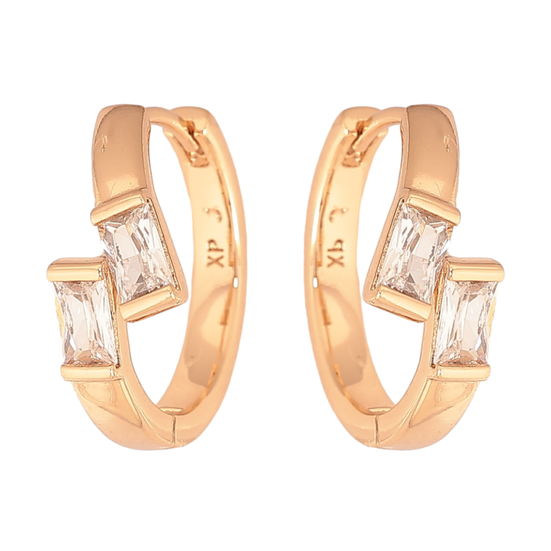 Сережки Xuping колір Позолота 18К колечка "Візерунок з кристалами" фото №1