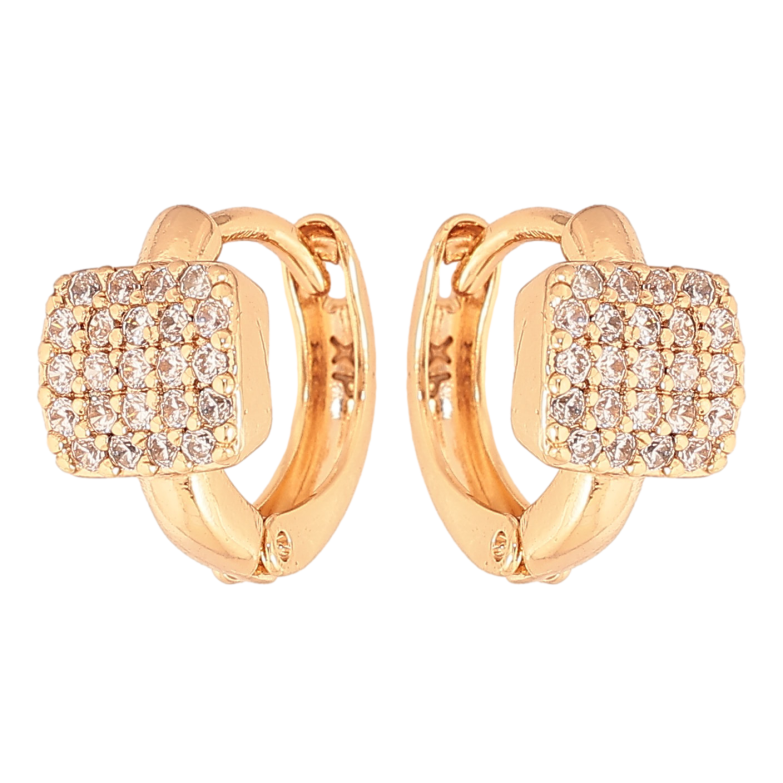 Сережки Xuping колір Позолота 18К колечка "Інкрустація кристалами" фото №3