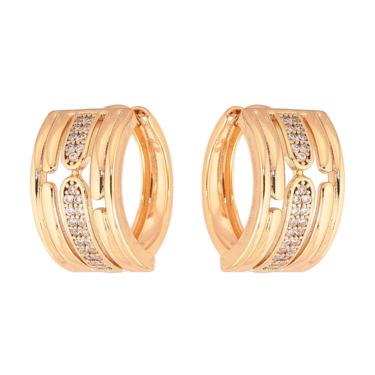 Сережки Xuping колір Позолота 18К колечка "Візерунок з кристалами" фото №25